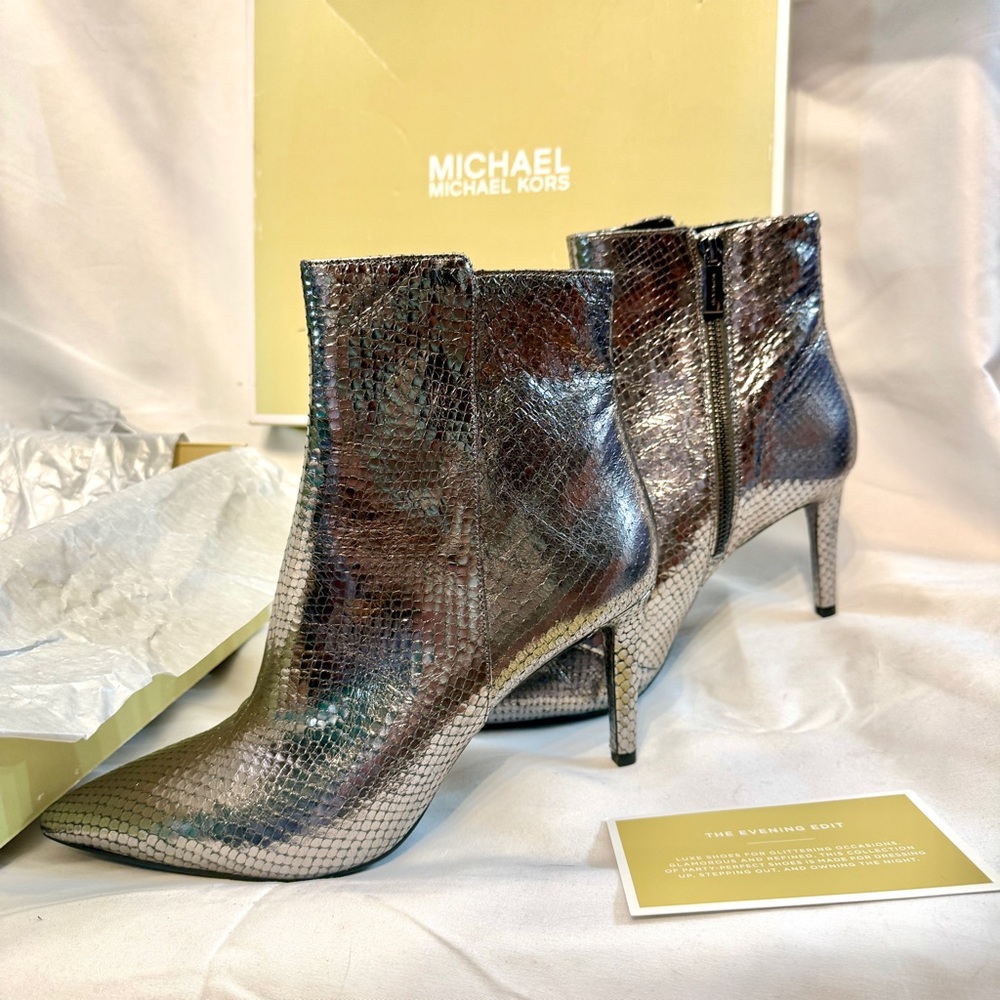 Michael Kors “Dorothy Fled” Metalic Mid Booties